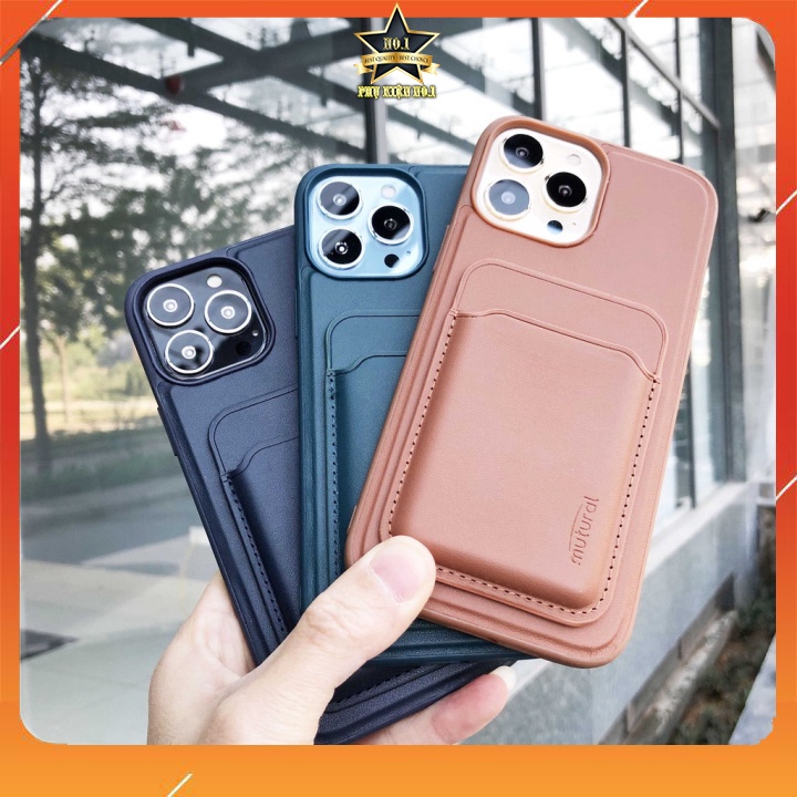 Ốp lưng da iPhone 13 cao cấp hỗ trợ sạc không dây kèm ví đựng thẻ đa năng cao cấp