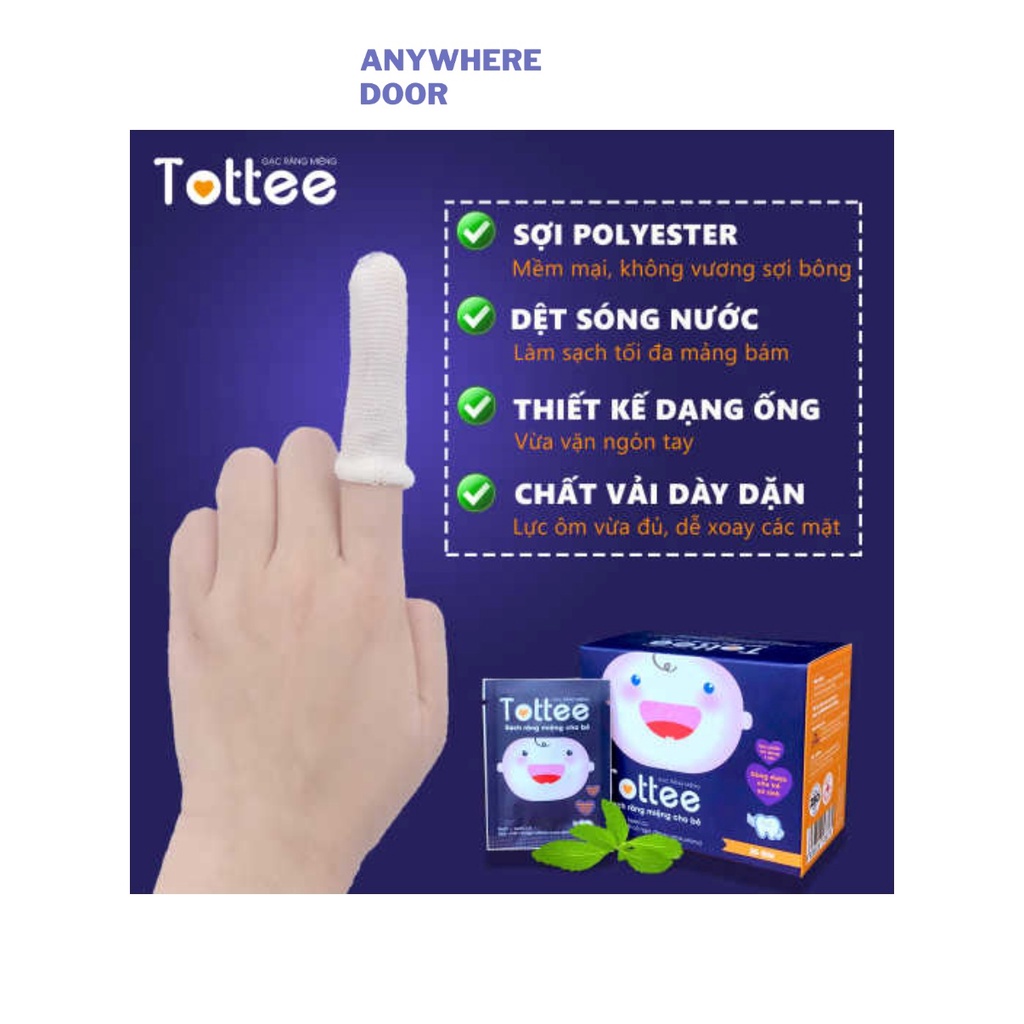 Gạc rơ lưỡi Tottee cho bé từ sơ sinh (30 gói/ hộp)