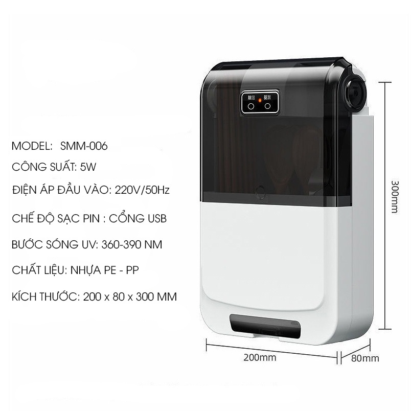 Máy sấy đũa thìa khử khuẩn sấy khô tiệt trùng dán tường có sạc USB tiện dụng