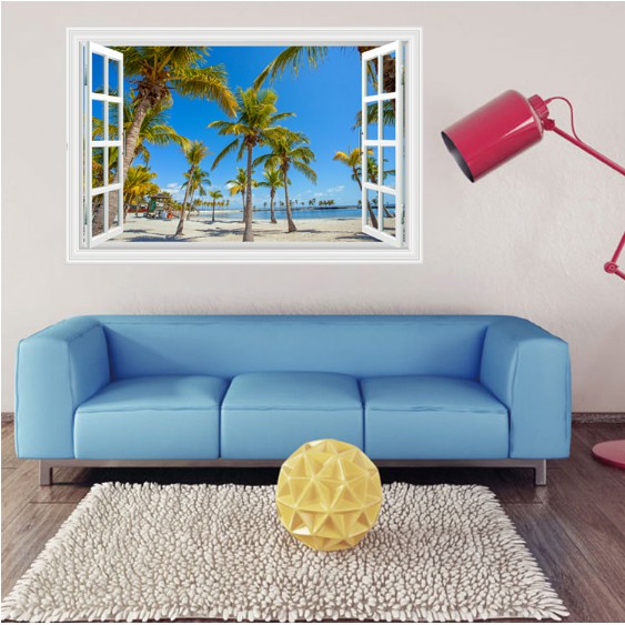 Decal trang trang trí Cây Dừa lớn xen kẻ