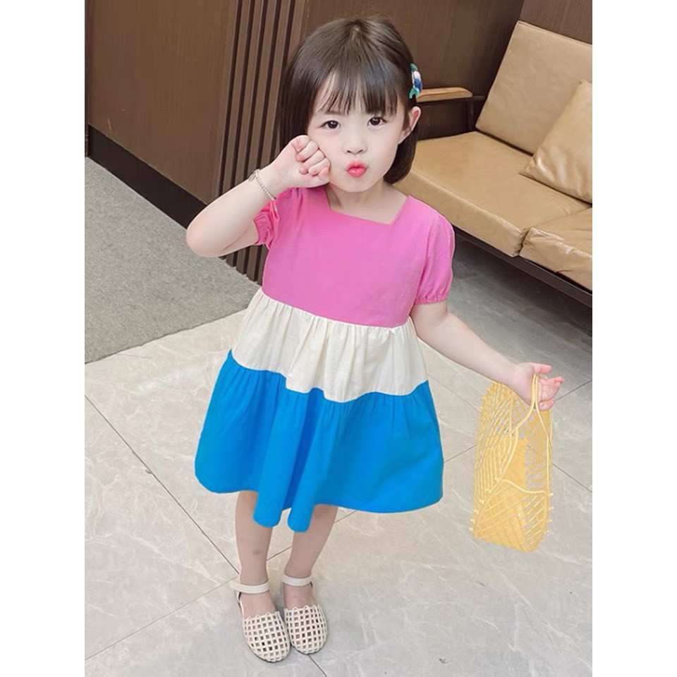 Váy chữ A phối màu cho bé