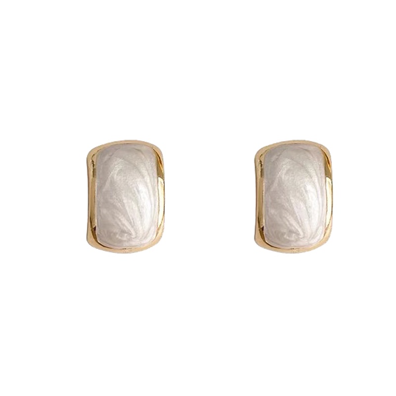 Bông Tai Mạ Bạc 925 Đính Đá Opal Trắng Sang Trọng Phong Cách Hàn Quốc Cho Nữ