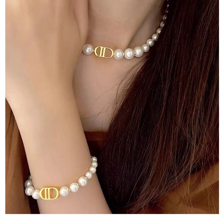 Sét khuyên tai sang chảnh + vòng cổ CD cao cấp thời trang khuyên tai nữ, vòng cổ choker nữ cực hot, cá tính Munshop