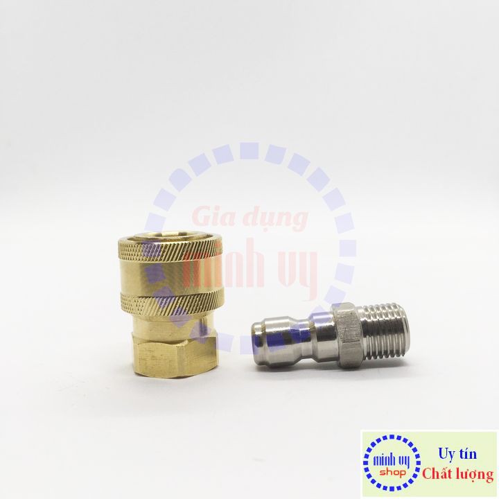 Bộ khớp nối nhanh 3/8&quot;-DucNCaiT - ren 17mm đầu ra cho máy rửa xe áp lực cao, máy xịt rửa cao áp, máy rửa xe gia đình