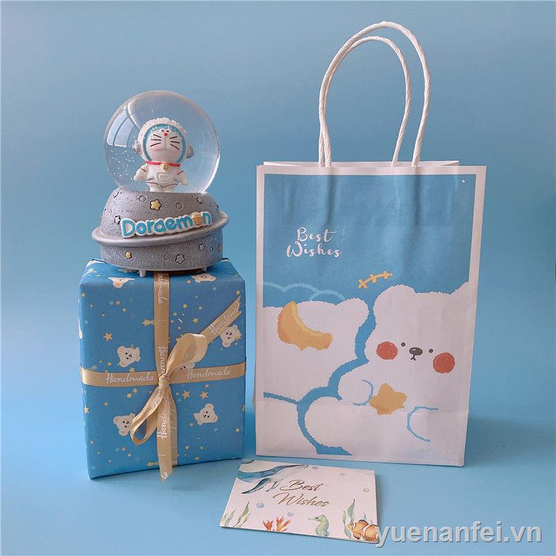 Hộp nhạc quả cầu pha lê mèo leng keng tặng bạn gái sinh viên tốt nghiệp Đôrêmon đèn ngủ sinh nhật quà tặng ngày thiếu nhi