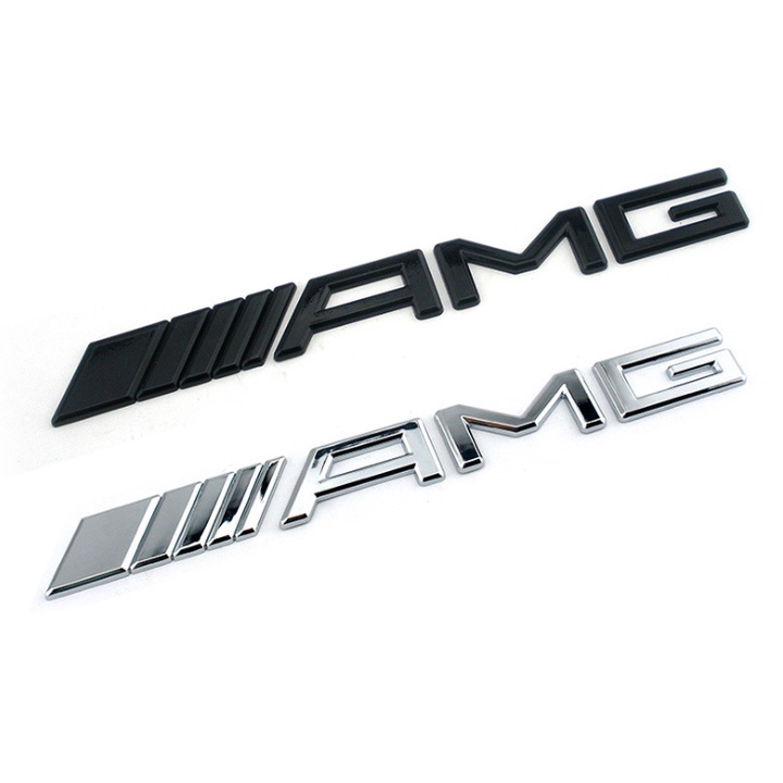 Decal logo 3D hợp kim inox chữ nổi AMG dán xe đuôi ô tô - HÀNG CÓ SẴN