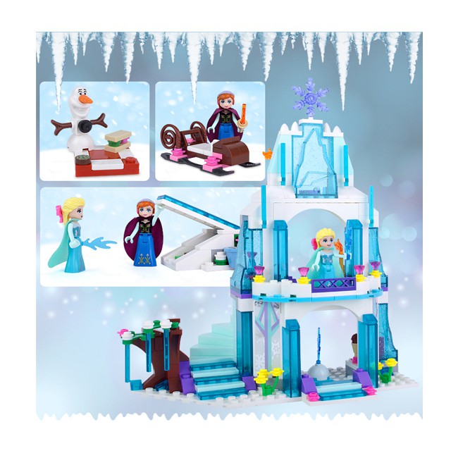 Bộ lego xếp hình cao cấp Lâu đài Frozen Nữ hoàng băng giá Elsa