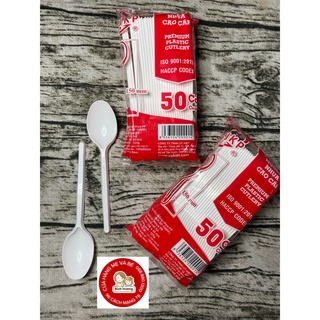 50 cái Muỗng nhựa dài dùng 1 lần cho sinh tố cafe cao cấp