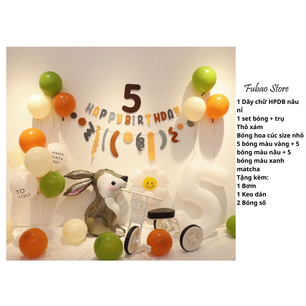 [TẶNG KÈM BƠM, KEO DÁN, BÓNG SỐ TUỔI] Set bóng trang trí sinh nhật hàn quốc, party Fubao Store
