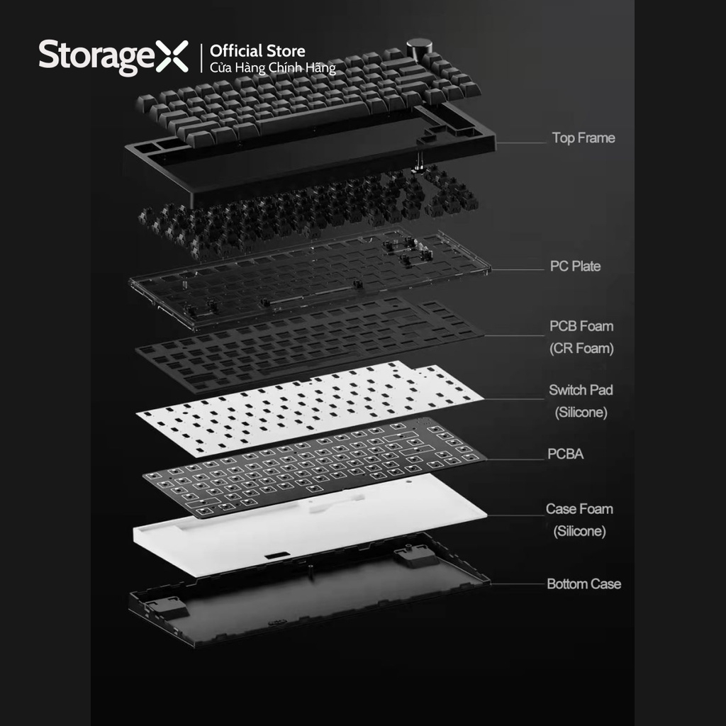 Bàn phím cơ văn phòng AKKO PC75B Black & Silver  - Hàng chính hãng