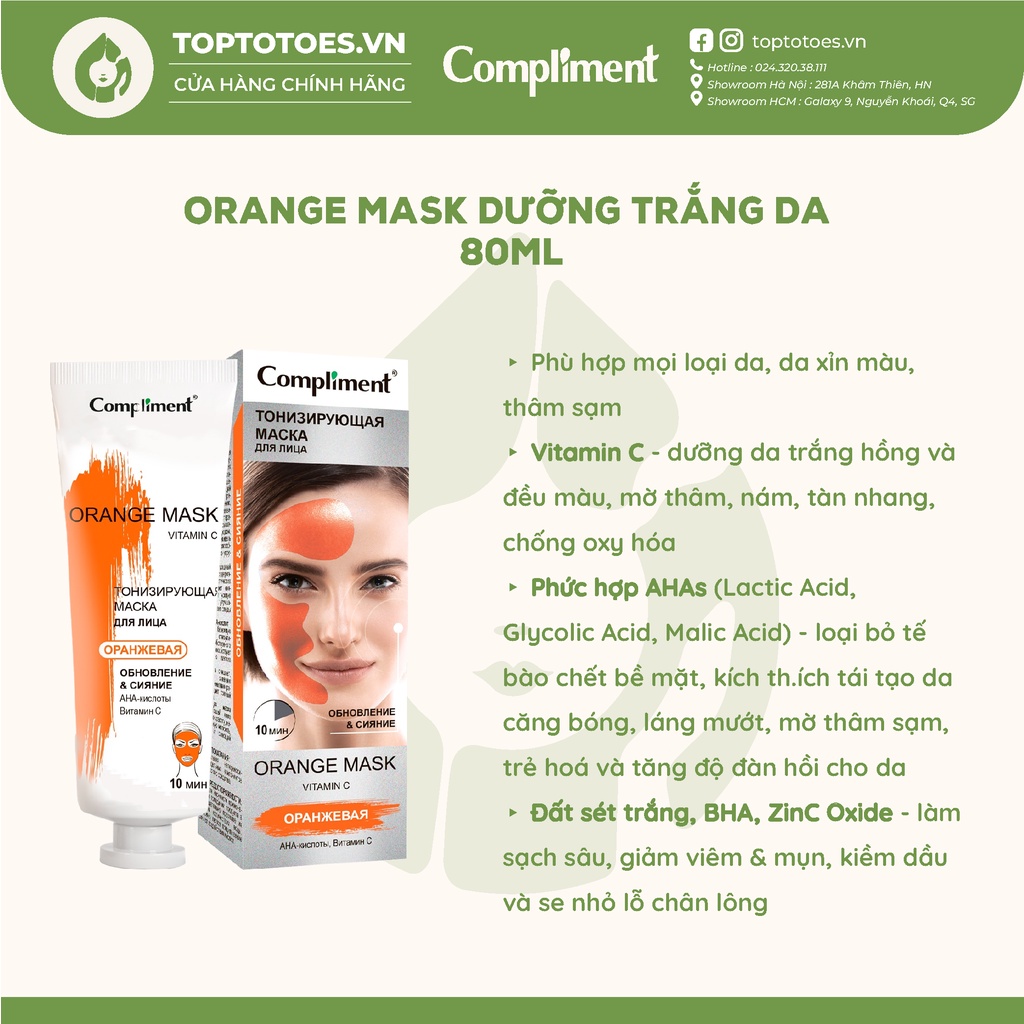 Mặt nạ đất sét Compliment detox da, làm sáng, kiềm dầu, se khít lỗ chân lông 80ml