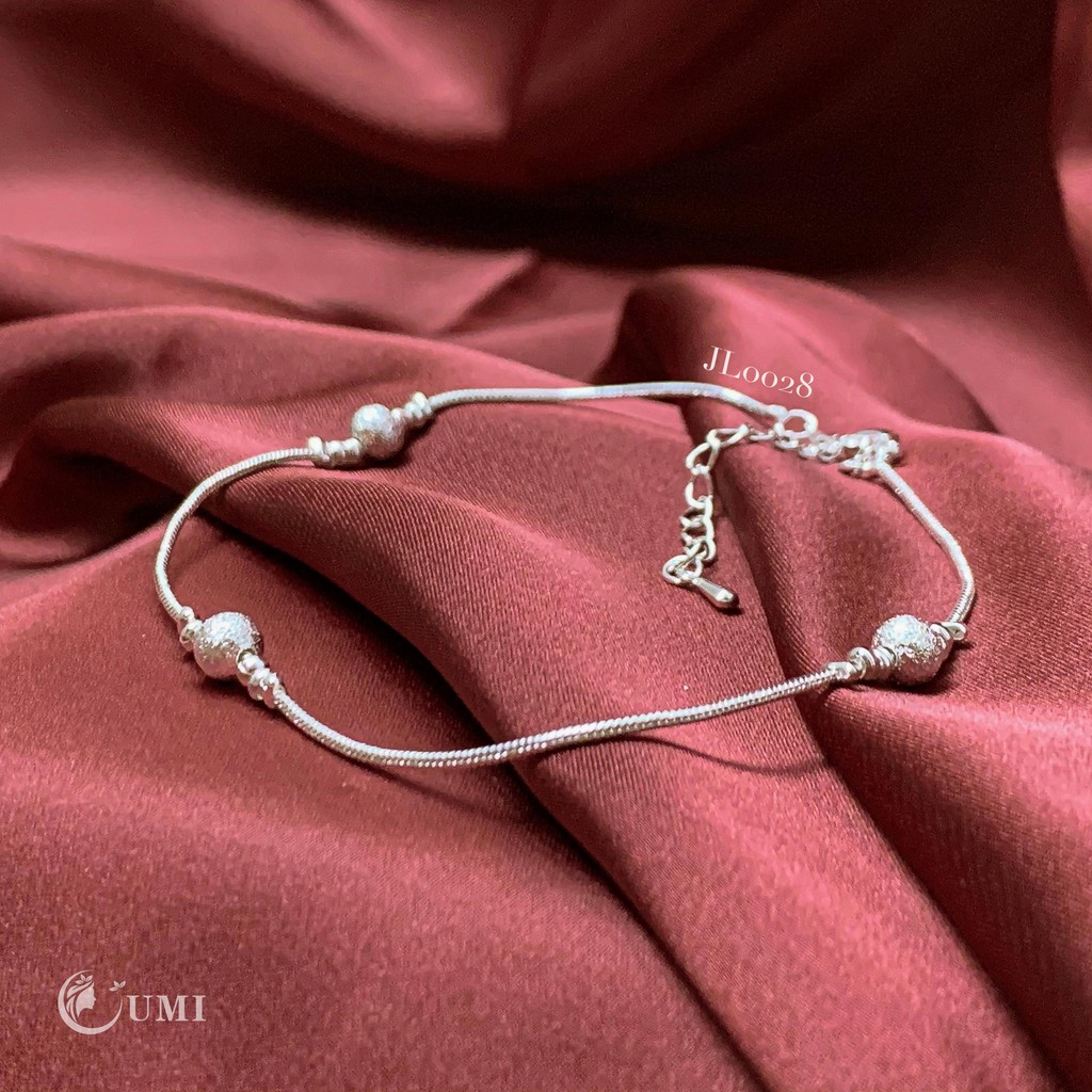 Lắc Chân Bạc 925 Thiết Kế Bi Đan Xen Phong Cách Hàn Quốc UMI JL028