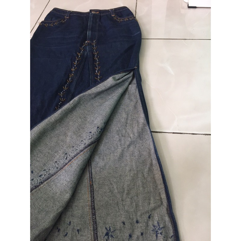 Chân váy MIDI jeans xẻ tà