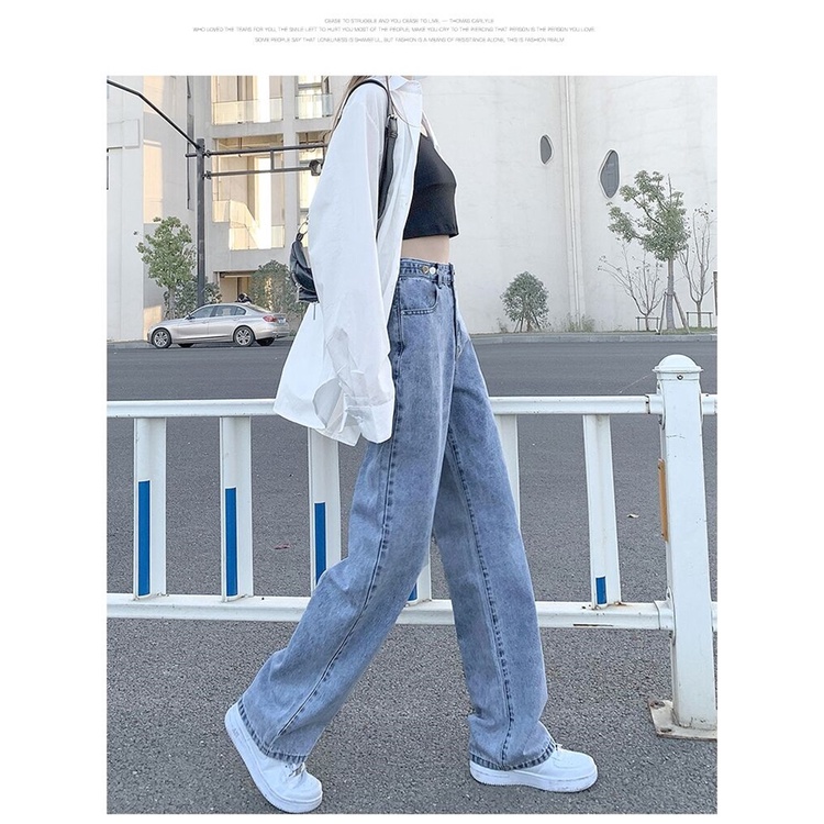 Quần jean NZN ống rộng lưng cao thời trang cho nữ