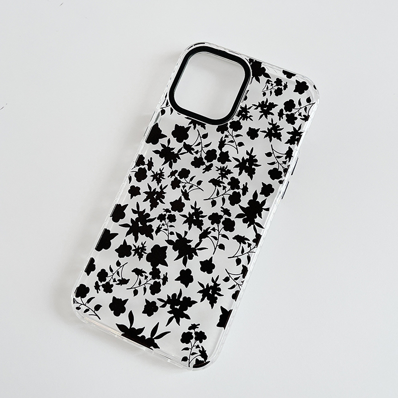 Art, ink, black flowers, color camera, anti-drop phone case For iPhone 12 Pro Max 12Pro 12 Mini iPhone SE2020 11Pro Max 11Pro 11 iX XR XS Max 7 8 Plus Full Coverage case