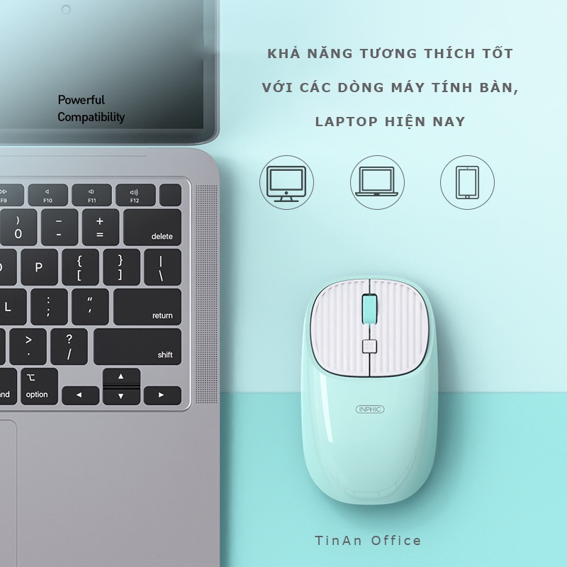 Chuột Không Dây Inphic E8 Chống Ồn, Wireless Mouse