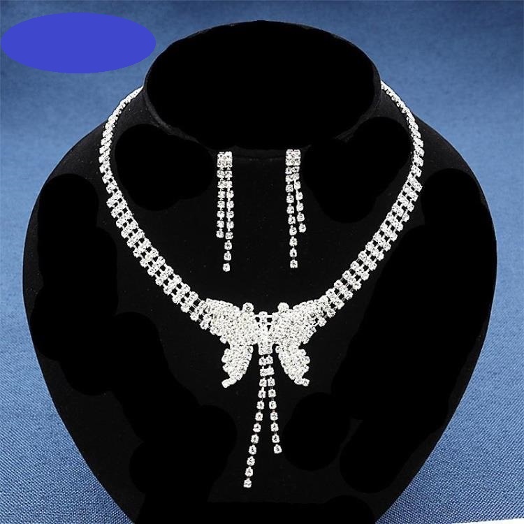Bộ trang sức nữ vòng cổ bông tai dây chuyền đính đá zircon lấp lánh hình cánh bướm phong cách hàn quốc sang trọng