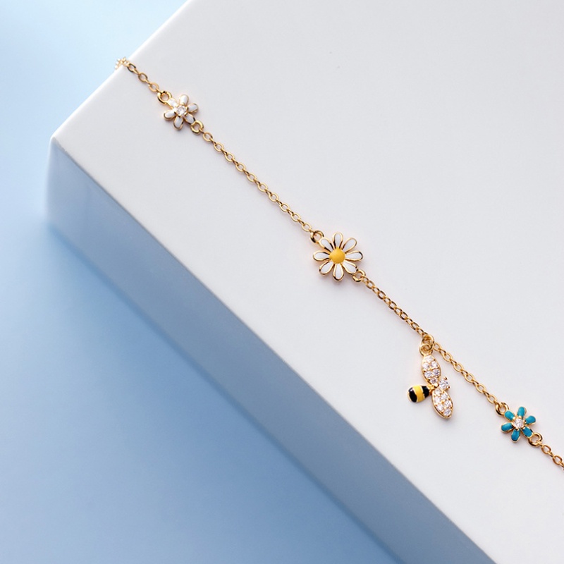 Daisy Bracelet dễ thương đầy màu sắc thời trang Rhinestone Bee Bracelet