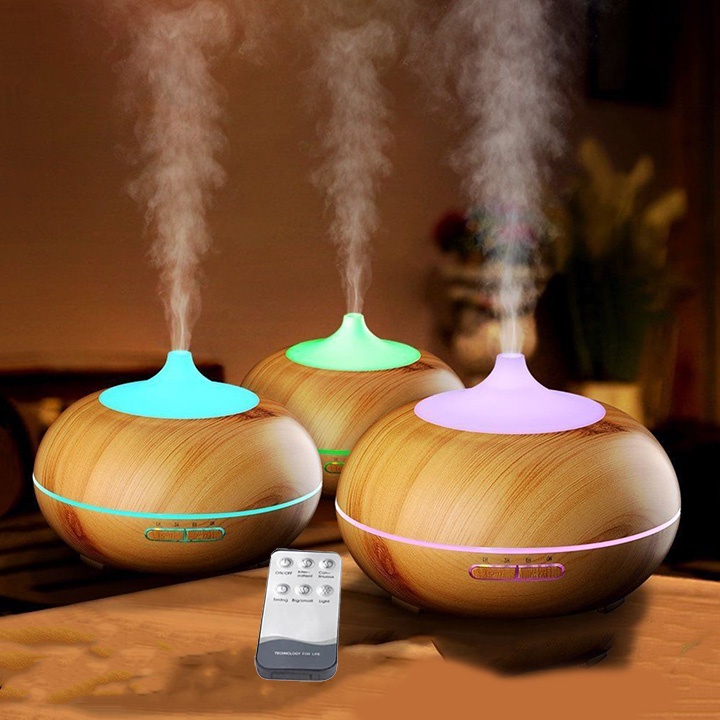 Máy xông tinh dầu, phun sương tạo độ ẩm, có đèn LED cho phòng làm việc, phòng ngủ