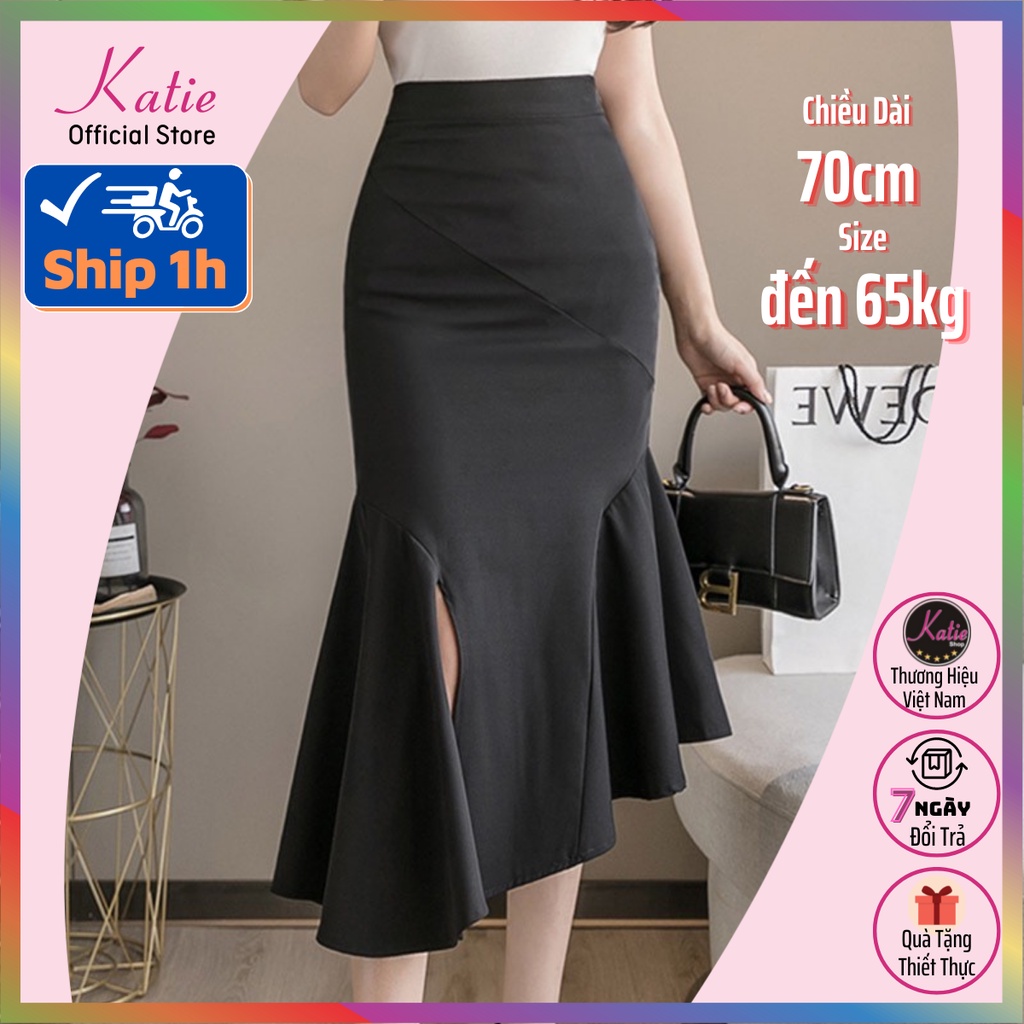 Chân Váy Đuôi Cá Xẻ Tà KATIE Váy Công Sở Co Giãn 4 Chiều Dài 70cm CV14