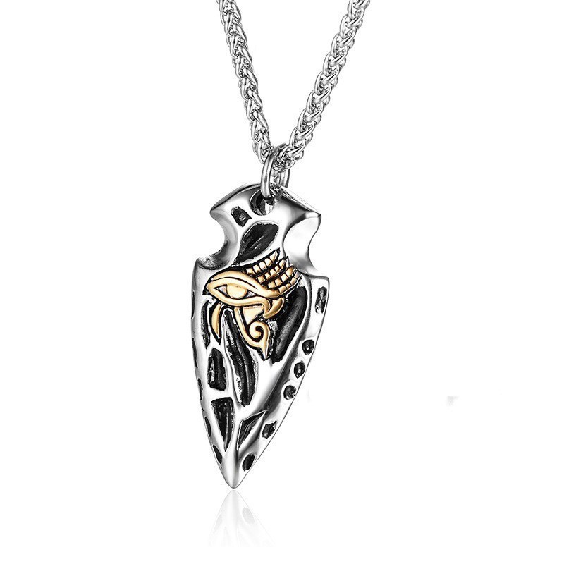 Mặt dây giáo bằng thép không gỉ - Vòng cổ Amulet Ai Cập cổ đại của mắt Horus