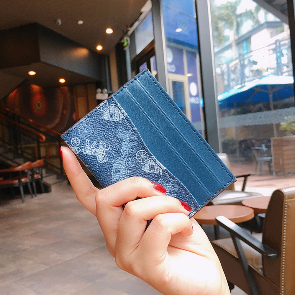 Ví da PU mỏng dáng ngắn in họa tiết hoa nhiều màu sắc phong cách Hàn Quốc sang trọng thời trang cho nữ