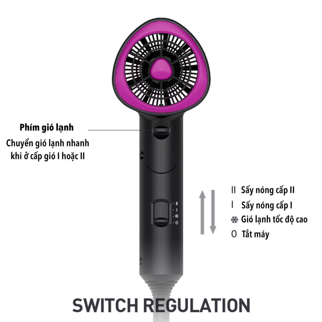 Máy sấy tóc Mingge  tạo kiểu 2 chiều nóng lạnh công suất lớn 1800W - chuẩn salon
