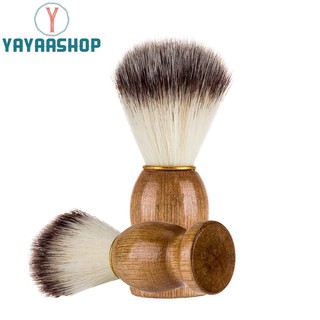 Soft Nylon Synthetic Hair Shaving Cleansing Brush with Wooden Handle Beauty Tool