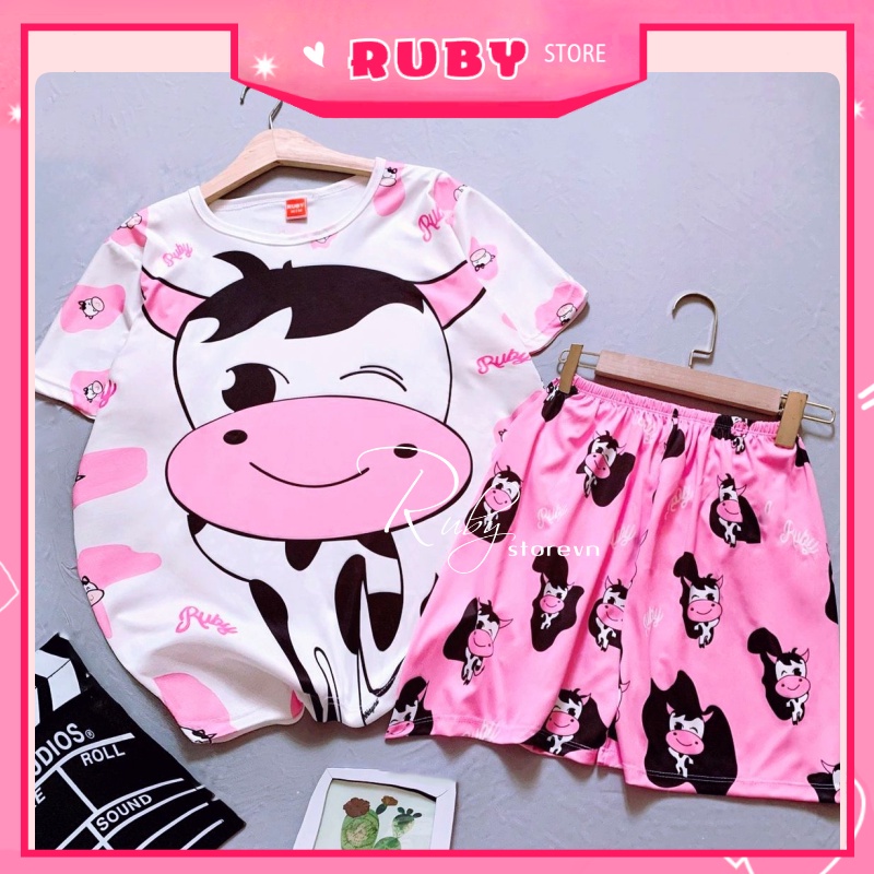 [Đồ bộ gia đình] Full Size cho bé và người lớn Set bộ Bò Sữa Hoạt Hình dễ thương 5KG - 70KG chất thun mềm mịn mát DBRBD