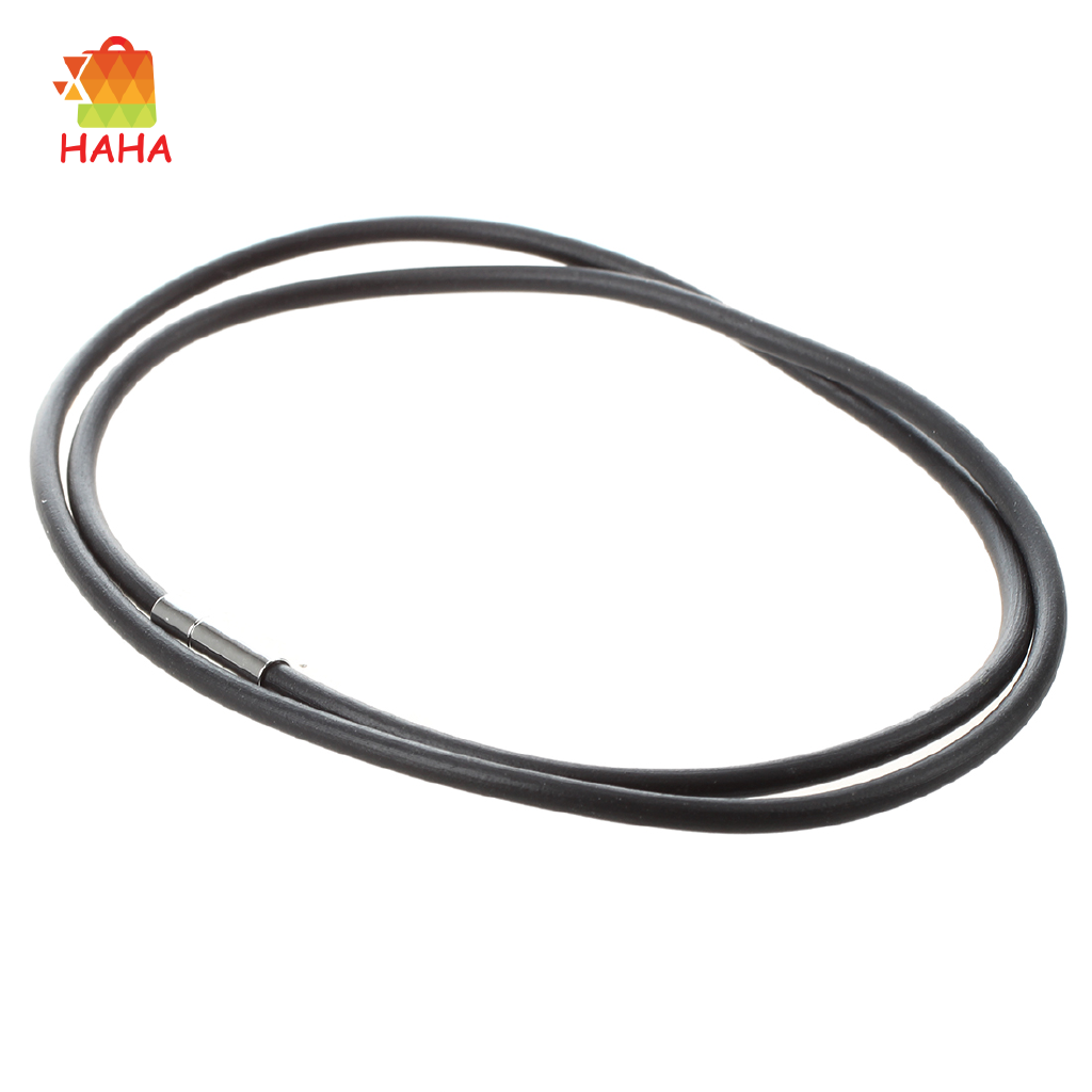 Dây Chuyền Cao Su 3mm Màu Đen Bằng Thép Không Gỉ - 24 Inch