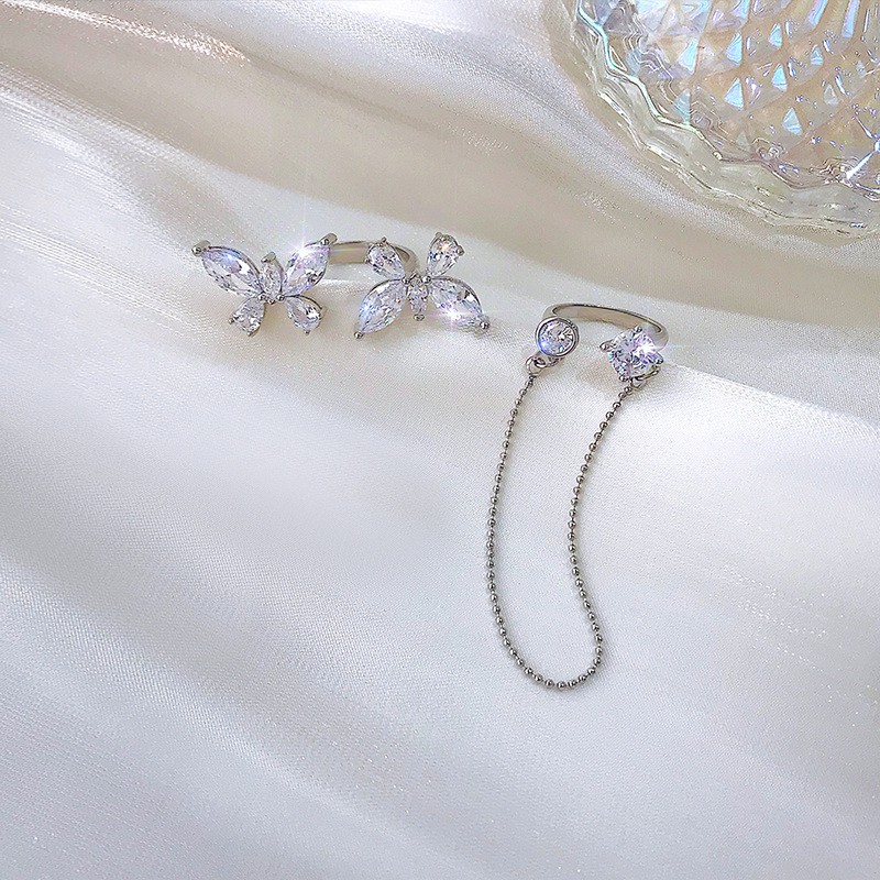 Nhẫn Đính Hôn Kim Cương Pha Lê Bướm Phong Cách Thời Trang Hàn Quốc Cho Nữ