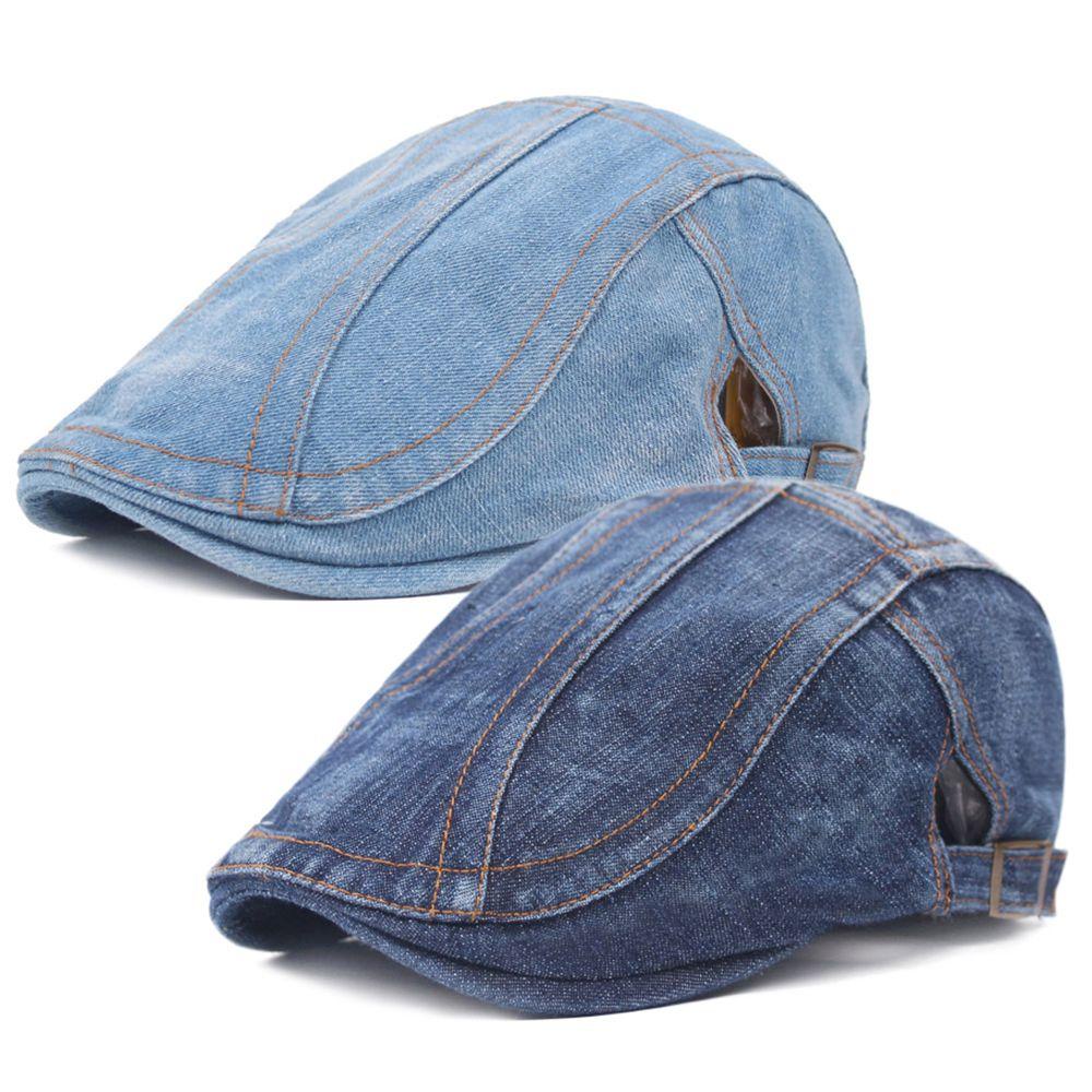 Mũ Beret Vải Denim Màu Trơn Thời Trang Dành Cho Nam