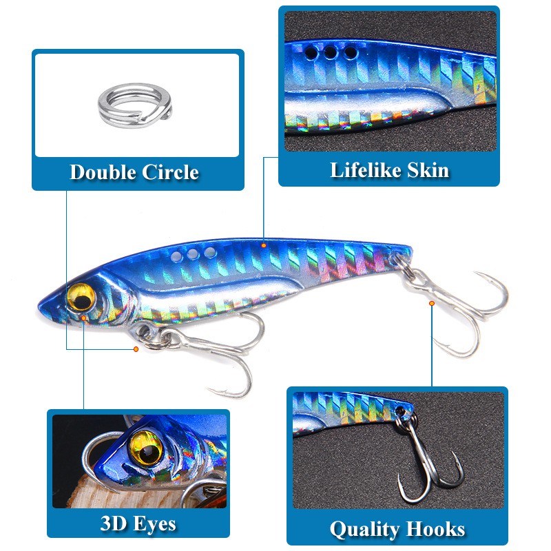 Mồi câu cá giả spinner 8g/ 13g/ 16g bằng kim loại mắt 3D