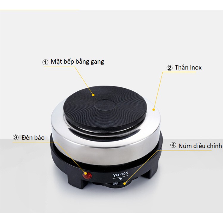 [Bảo hành 6 tháng- 220V]Bếp điện mini đa năng pha trà cà phê nấu cháo công suất 500W.