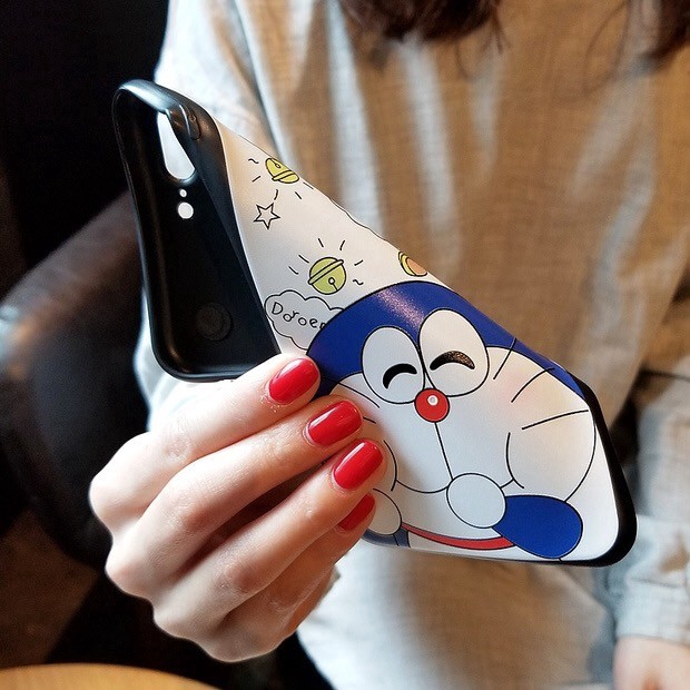 Ốp lưng  iPhone hình Doraemon có dây móc tay cho 6 6S 7 8 Plus X