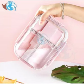 [ĐƯỢC CHỌN MÀU] THỐ THỦY TINH 3 NGĂN GIỮ NHIỆT 1000ML DÙNG ĐỂ ĐỰNG CƠM VĂN PHÒNG SIÊU KÍN