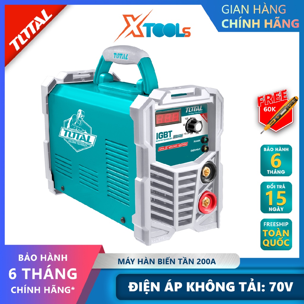 Máy hàn điện tử Inverter MMA TOTAL TW22005 Máy hàn điện có Điện thế: 220-240V Điện áp 10-200A Điện thế không tải 70V