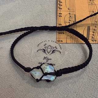 Vòng tay đá thô Moonstone handmade đan dây macrame