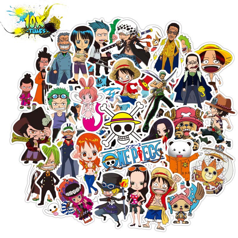 set 50 sticker dán anime luffy one piece đảo hải tặc dán máy tính, điện thoại,lap top, sticker dán mũ bảo hiểm, valy