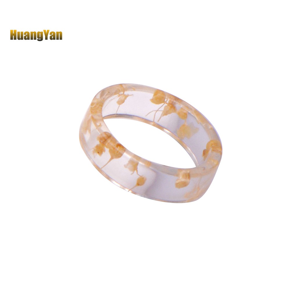 ☞Máy Đo HY HY HY HY☜Nhẫn Nhựa Trong Suốt Phối Hoa Khô Thời Trang Cho Nữ