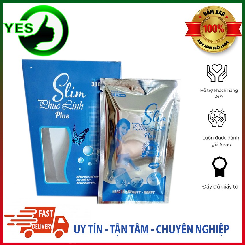 Slim Phục Linh Plus hộp 30 viên giảm cân không lo mệt mỏi, thanh lọc, đốt cháy mỡ thừa, giảm béo an toàn, hiệu quả