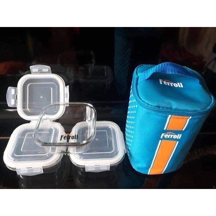 Bộ ba bát thủy tinh Ferroli - 500ml có túi giữ nhiệt
