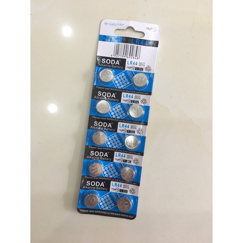 Vỉ 10 viên pin Soda LR44 AG13 1.5V Hong  Kong