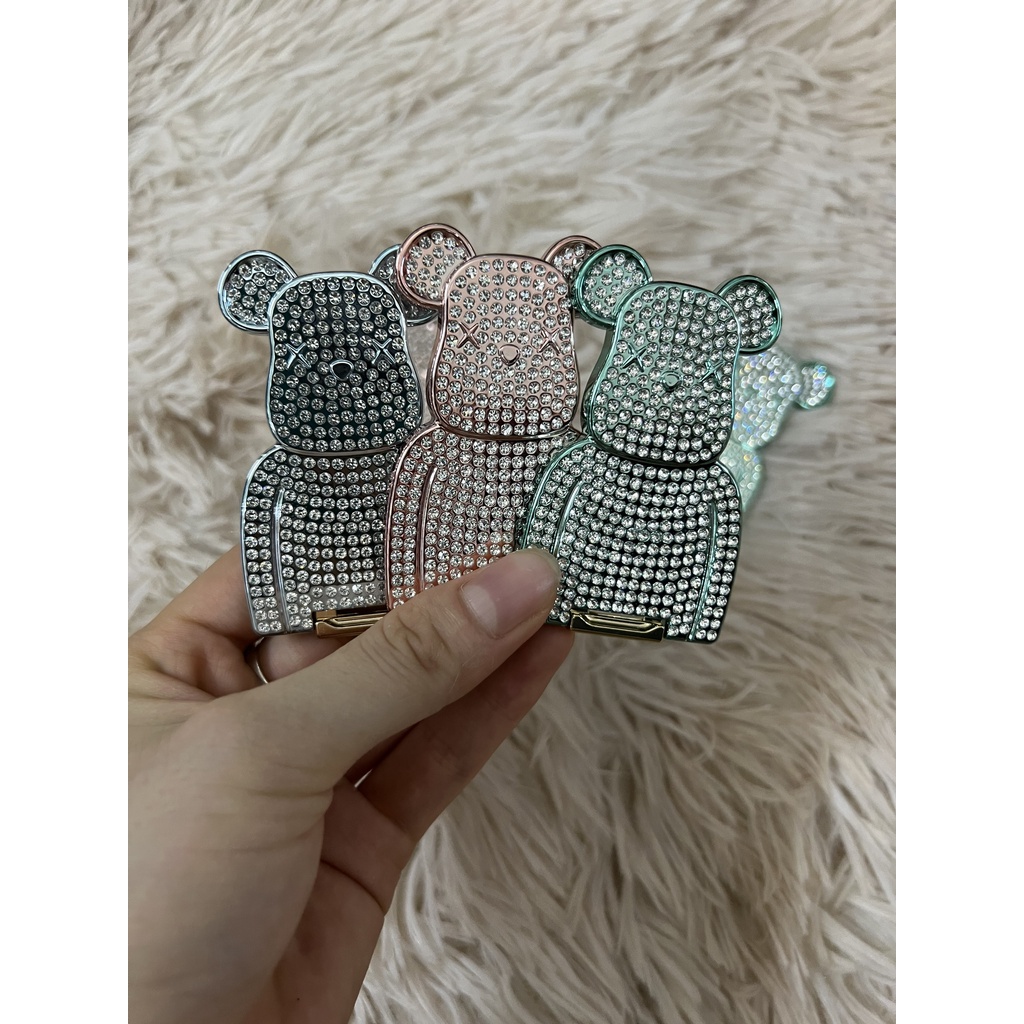 Dán Ring Iring giá đỡ Điện Thoại In Hình GẤU ĐÍNH ĐÁ LẤP LÁNH Mới