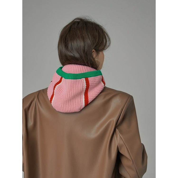 Mũ Len Một Mảnh Giữ Ấm Tai Họa Tiết Kẻ Sọc Màu Sắc Tương Phản Phong Cách Hàn Quốc Thời Trang Thu Đông