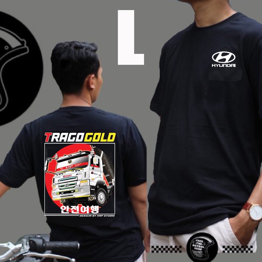 Áo thun xe tải Hyundai Trago Gold, cotton mát 4 chiều, sắc nét chống nhiễm màu | Hà Nội Phố Xe Tải
