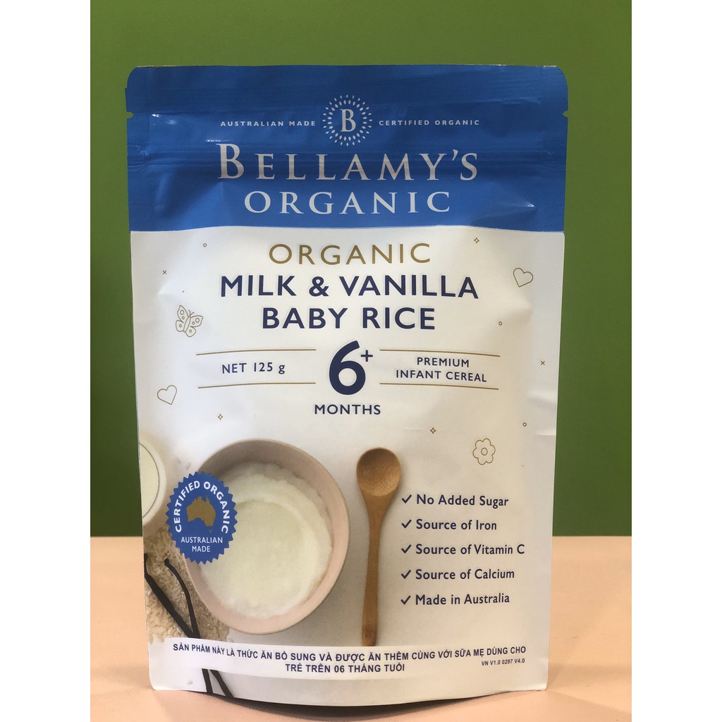 Bột Dinh Dưỡng Ăn Dặm: Gạo, Sữa và Vanilla Bellamy's Organic