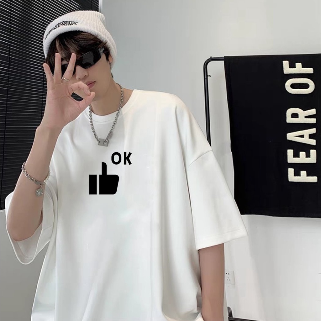 Áo phông nam nữ tay lỡ form rộng Like OK vải dày mịn 2022T3434