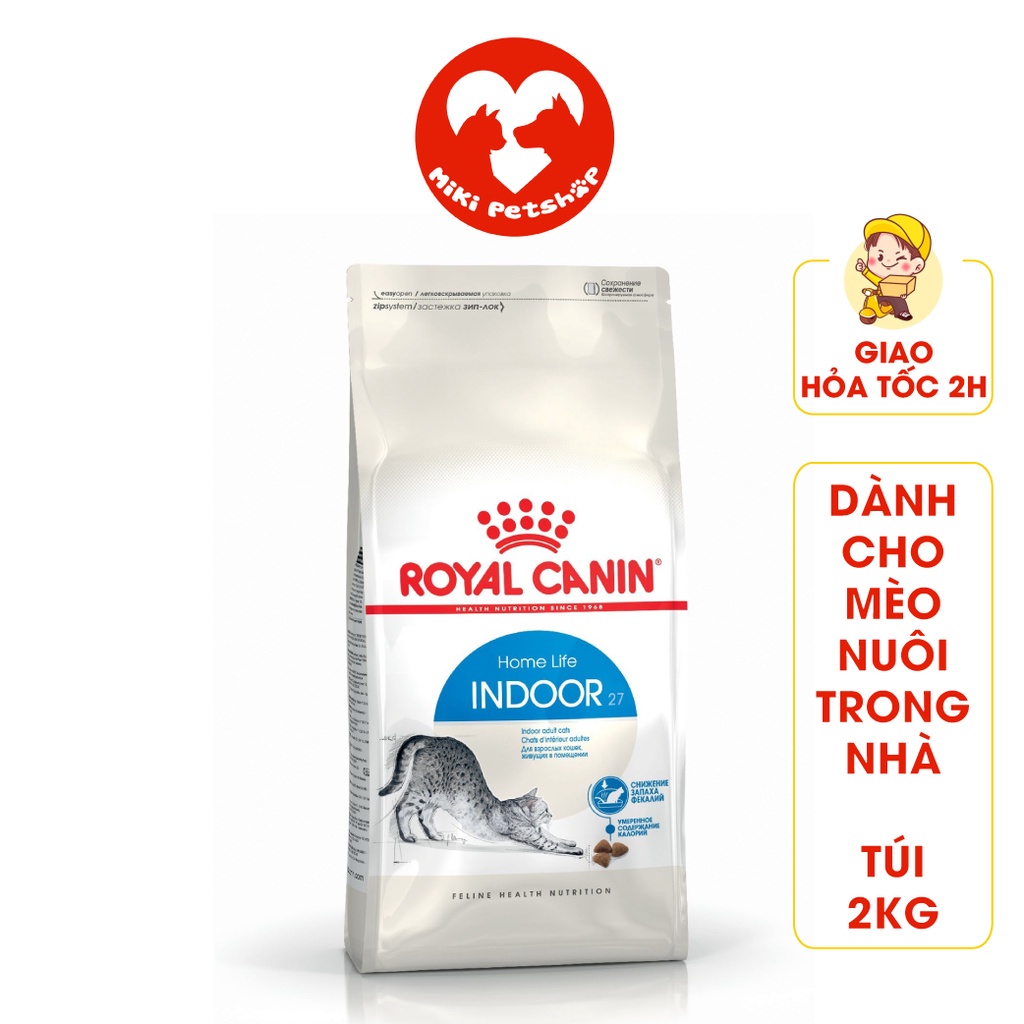 Thức Ăn Cho Mèo Cao Cấp Royal Canin Indoor 27 Cho Mèo Nuôi Trong Nhà Túi 2Kg - Miki Petshop