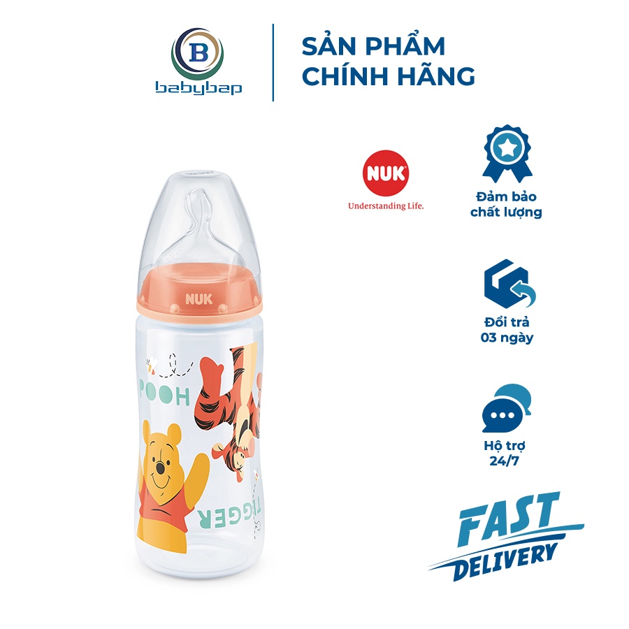 Bình Sữa NUK Premium Choice+ Nhựa PP Núm Ti S1 (Disney) - M 150ml/300ml  Họa Tiết Dễ Thương Thu Hút